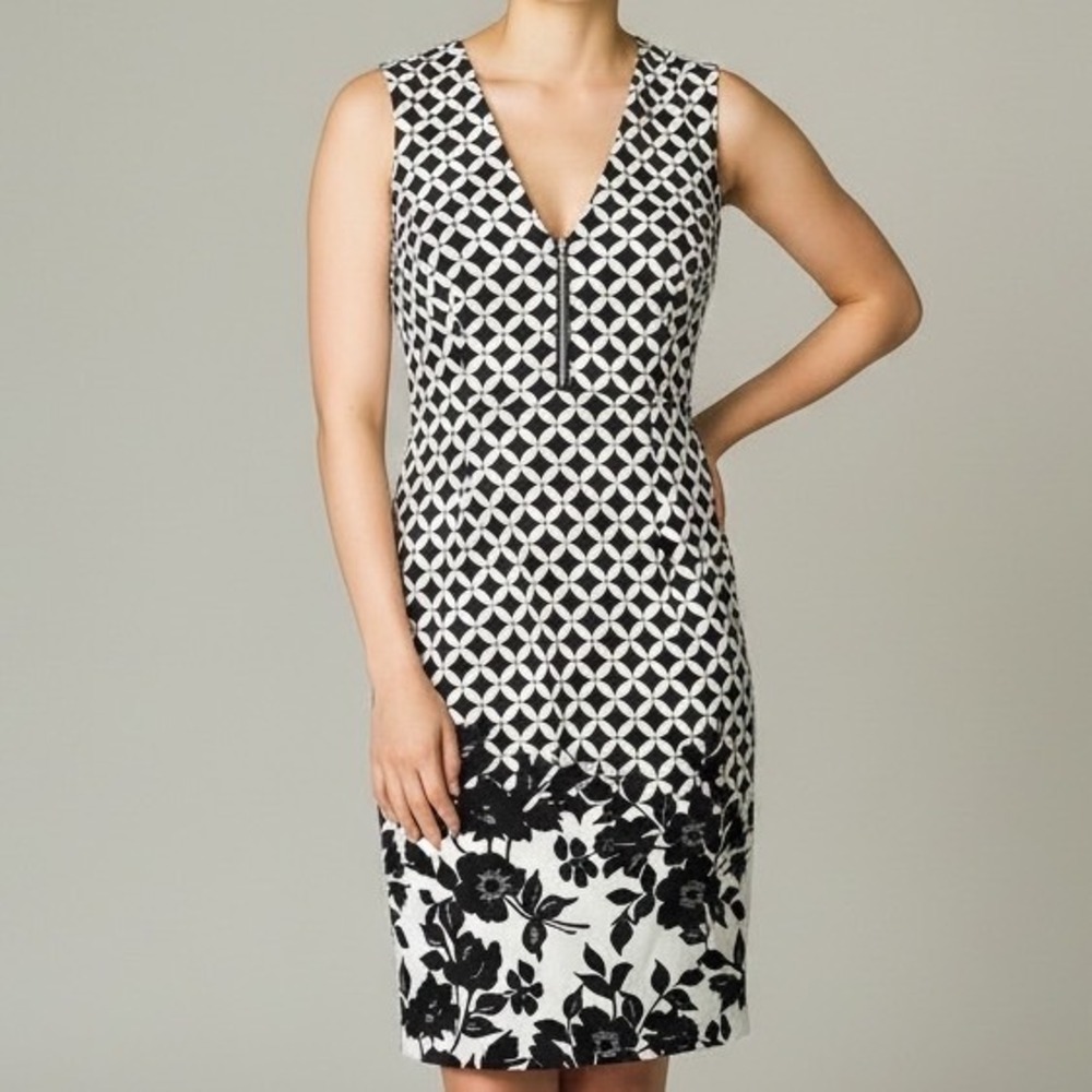 Gabby‎ Skye Womens Black Floral Sheath Dress 10 NEW mod sophisticated retro